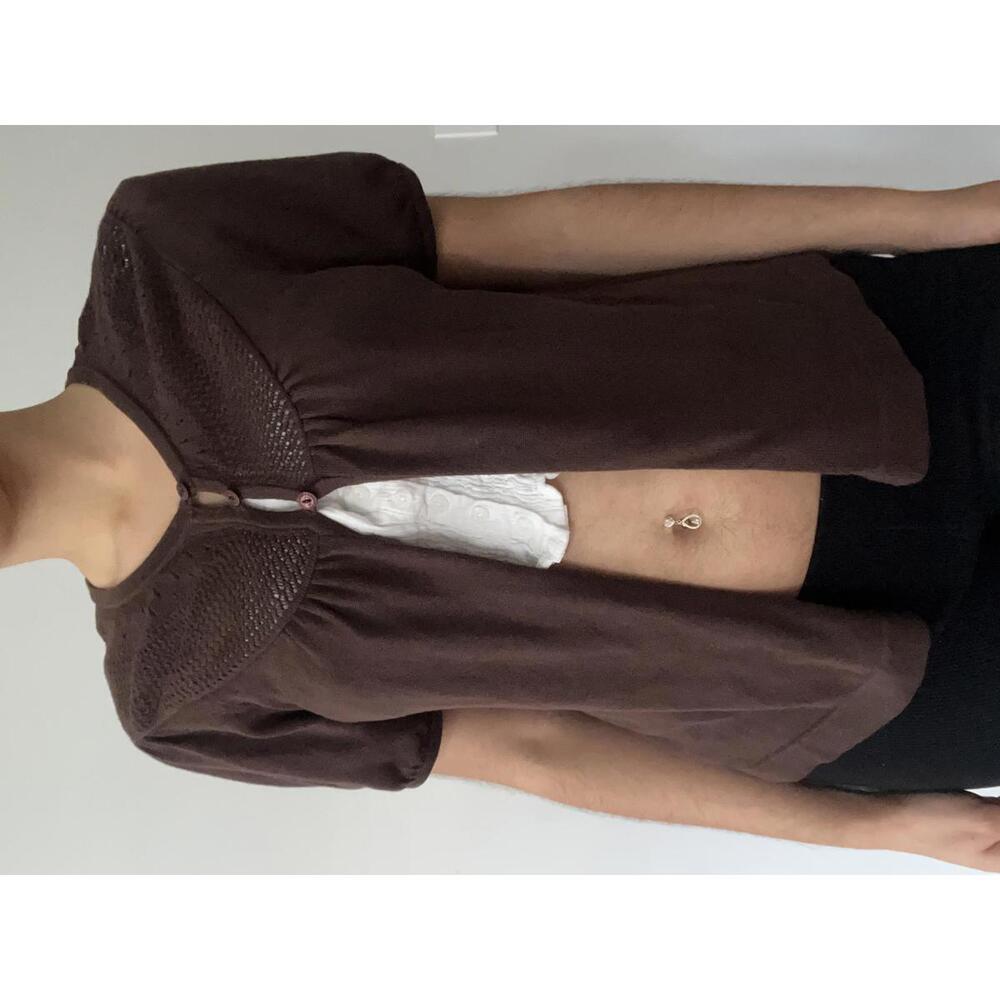 Women’s cute brown button up cotton sweater